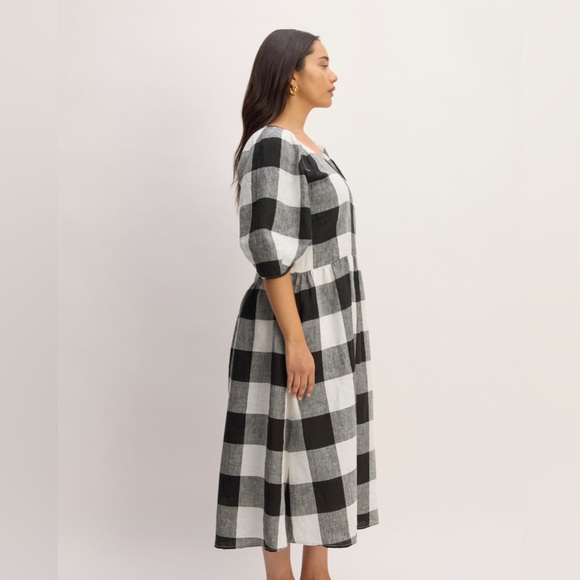 Everlane The Linen Oversized Puff Sleeve - Gingham (S) - Picture 7 of 13